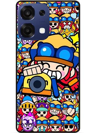 Силиконовый бампер чехол для oppo a6 pro стикеры бравл джесси brawl