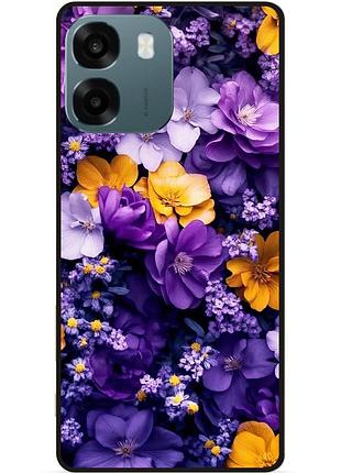 Силиконовый чехол бампер для oppo a6 с рисунком цветы фиолетовые