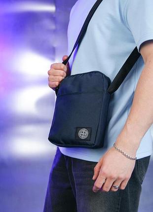 Барсетка stone island 1000d синя 2
