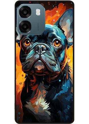 Силиконовый чехол бампер для oppo a6 с рисунком французский бульдог