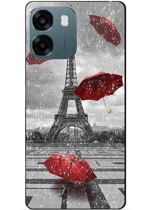 Чехол силиконовый бампер для oppo a6 с рисунком дождь в париже франция эйфелева башня