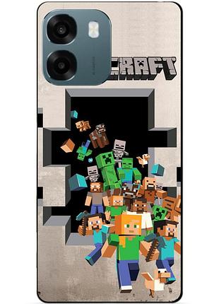 Чехол силиконовый бампер для oppo a6 с картинкой minecraft майнкрафт
