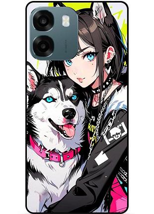 Чехол силиконовый бампер для oppo a6 с рисунком хаски аниме