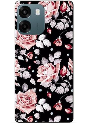 Чехол силиконовый бампер для oppo a6 с рисунком розы цветы