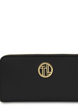 Большой женский кожаный кошелек на молнии financier италия tuscany tl142485 (черный)