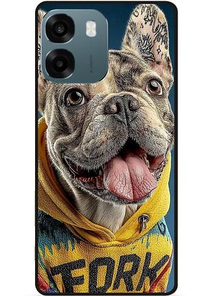 Силиконовый чехол бампер для oppo a6 с рисунком бульдог