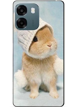 Чехол силиконовый бампер для oppo a6 с рисунком зайчик в шапке