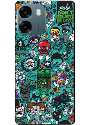 Силіконовий чохол бампер для oppo a6 з малюнком стикери