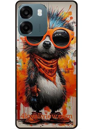 Силиконовый чехол бампер для oppo a6 с рисунком ежик