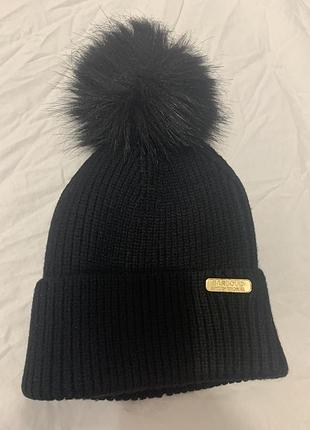 Оригінальна жіноча шапка barbour international mallory pom beanie.