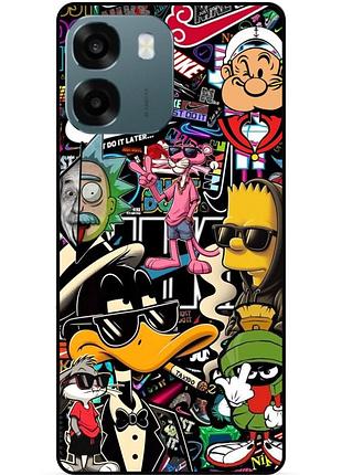 Чехол силиконовый бампер для oppo a6 daffy duck bart simpson