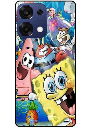 Силиконовый бампер чехол для oppo a6 pro с рисунком губка боб sponge bob