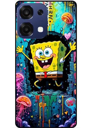Силиконовый чехол бампер для oppo a6 pro с картинкой sponge bob губка боб