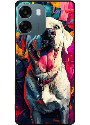 Силиконовый чехол бампер для oppo a6 с рисунком лабрадор граффити