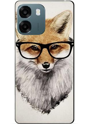 Чехол силиконовый бампер для oppo a6 с рисунком лиса