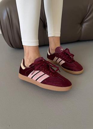 😍 женские кроссовки adidas samba | burgundy pony premium (7)