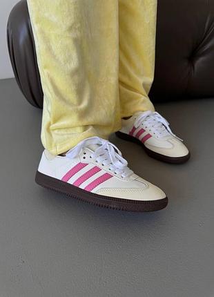 😍 женские кроссовки adidas samba | white / fuchsia premium (1)