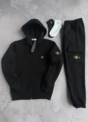 Зимний костюм stone island 2 пары носков в подарок на флисе