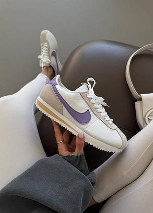 Кроссовки женские nike cortez | white / purple premium