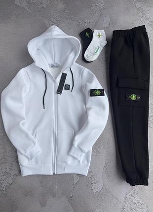 Зимний костюм stone island 2 пары носков в подарок на флисе