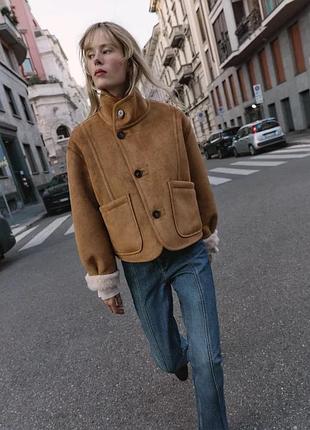 Дублянка zara, reversible double-faced jacket zara, двостороння дублянка zara, 6318/254/704