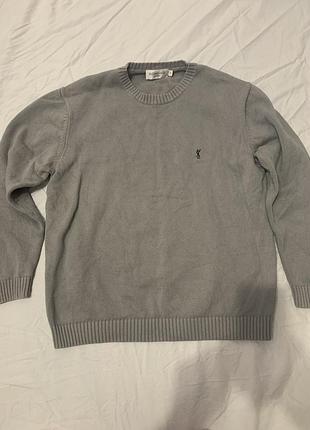 Вінтажний светр,бавовняний джемпер (crewneck knit sweater) із чоловічої лінійки yves saint laurent pour homme. розмір m. оригінал.