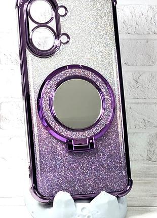 Чехол luxury case для poco x8 pro max бампер с кольцом блестящий фиолетовый