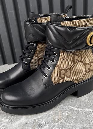 Gucci marmont maxi gg monogram canvas женские ботинки ботльоны оригинал 37.5 eur