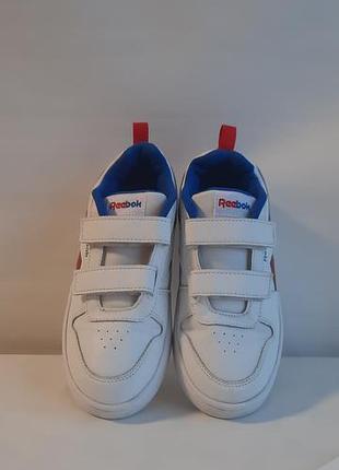 Кожаные детские кроссовки reebok (размер 33 / 21 см) - белые, на липучках, оригинал