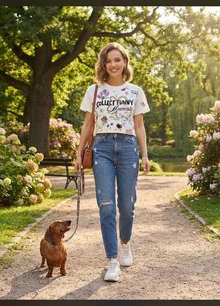 Графическим принтом и надписью «collect funny moments».