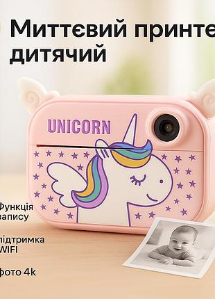 Фотокамера для дітей з миттєвим друком yt008 pink, іграшковий дитячий фотоапарат, фотоапарат іграшковий de-11