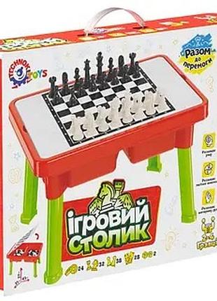 Багатофункціональний ігровий столик 7 в 1 з органайзером та комплектом настільних ігор на ніжках для дітей