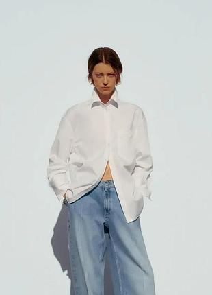 Рубашка белая хлопковая zara