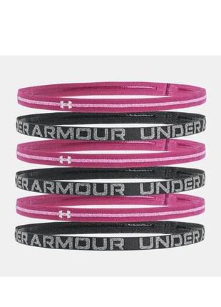 Повязки на голову женские under armour heathered mini headbands pink quartz!!(5 шт.)