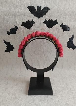 Аксессуары, украшения для волос. обруч ободок ободок с пауками, летучими розами на хеллоуин хелловин геловин хелоуин хеловин хеллоуин v.j.v.