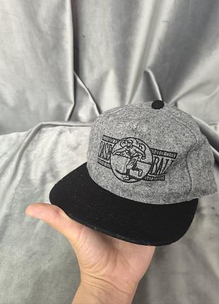 Вінтажна вовняна кепка 100% wool сіра чорна