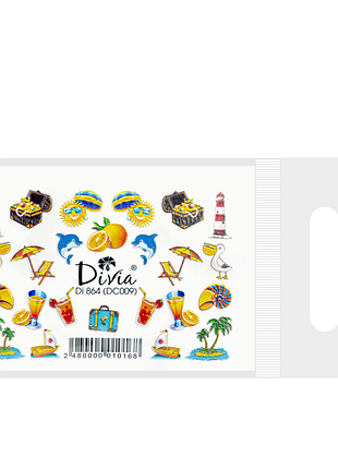 Наклейки для нігтів divia водна 3d кольорова di864 dc009 морський стиль daily skin care