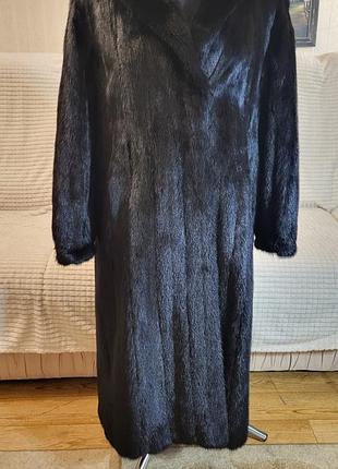 Норковая шуба saga mink, натуральная норка, 108 см, черная