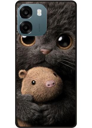 Силіконовий чохол бампер для oppo a6 з малюнком кошеня з хом'яком