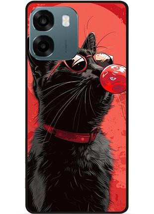 Силіконовий чохол бампер для oppo a6 з малюнком черный кот
