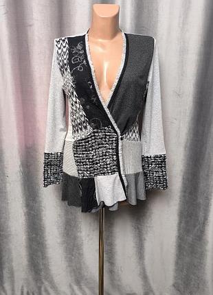 Кардиган tesini made in germany, р. 38/m, patchwork, оригінальний дизайн