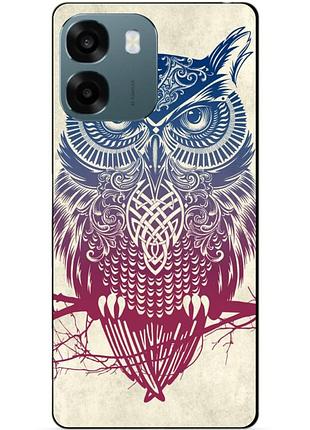 Чехол силиконовый бампер для oppo a6 с рисунком сова