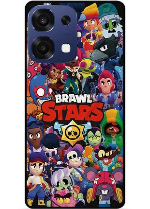 Силиконовый чехол бампер для oppo a6 pro с рисунком бравл силовая лига нокаут brawl леон ворон