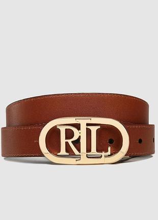 Жіночий двосторонній шкіряний ремінь з овальною пряжкою "lrl" lauren ralph lauren, оригінал