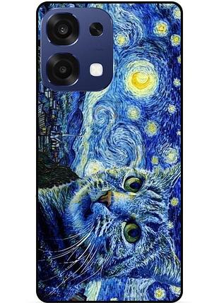 Силиконовый бампер чехол для oppo a6 pro с рисунком кошечка звездная ночь