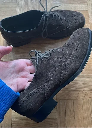 Замшевые туфли-броги tod's (оригинал, италия), р. 35-35.5