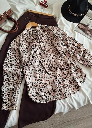 Бежевая блуза с принтом и завязкой h&amp;m 32 xs