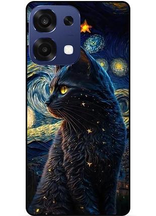 Силиконовый бампер чехол для oppo a6 pro с рисунком кошечка ван гог звездная ночь