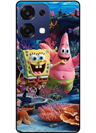 Силиконовый бампер чехол для oppo a6 pro с рисунком sponge bob губка боб