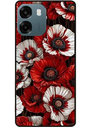 Силиконовый чехол бампер для oppo a6 с рисунком цветы маки